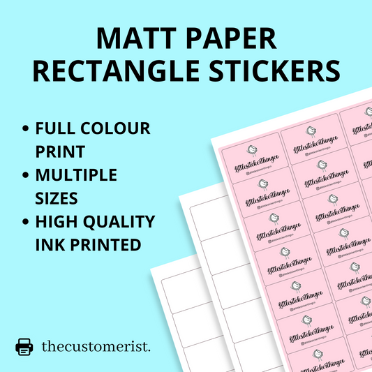 Custom Printed Rectangle Matt Paper Stickers