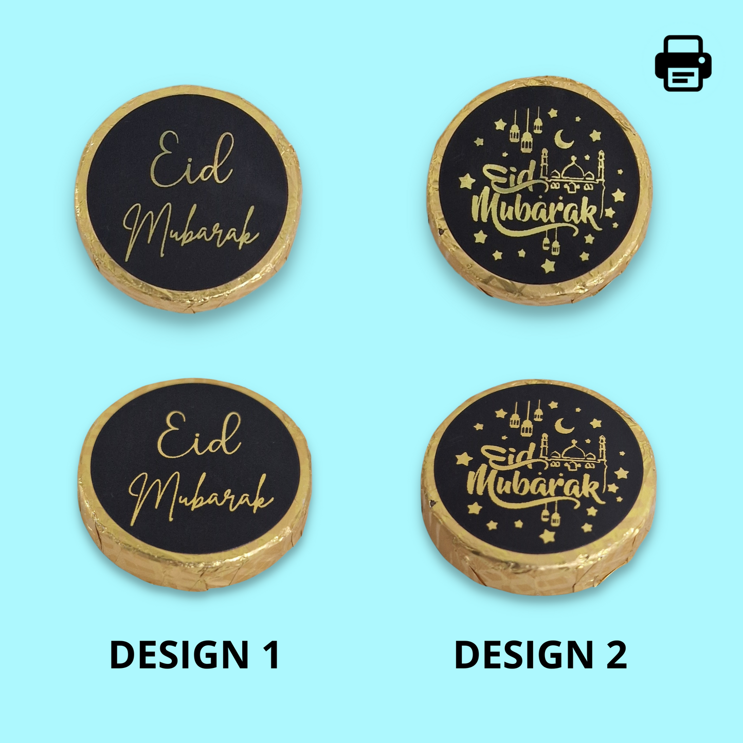 Luxury Gold Foiled Eid Chocolate Discs- Salted Caramel Honeycomb Crisp