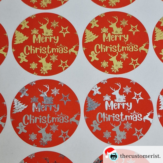 Merry Christmas Patterned Foiled Stickers