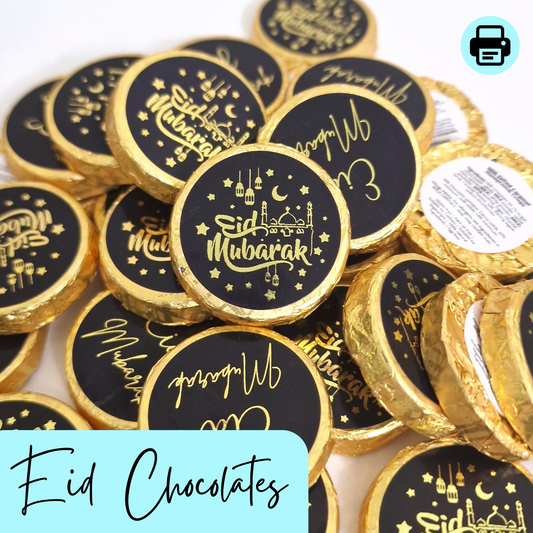 Luxury Gold Foiled Eid Chocolate Discs- Salted Caramel Honeycomb Crisp